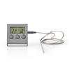 Húshőmérő | 0-250 °C | Digitális Kijelző | Időzítő (KATH104SS)